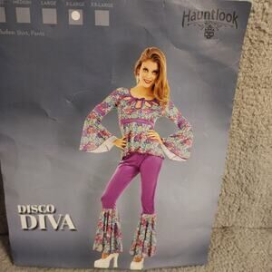 Disco Diva Costume Medium Purple Hauntlook Halloween Shirt Pants